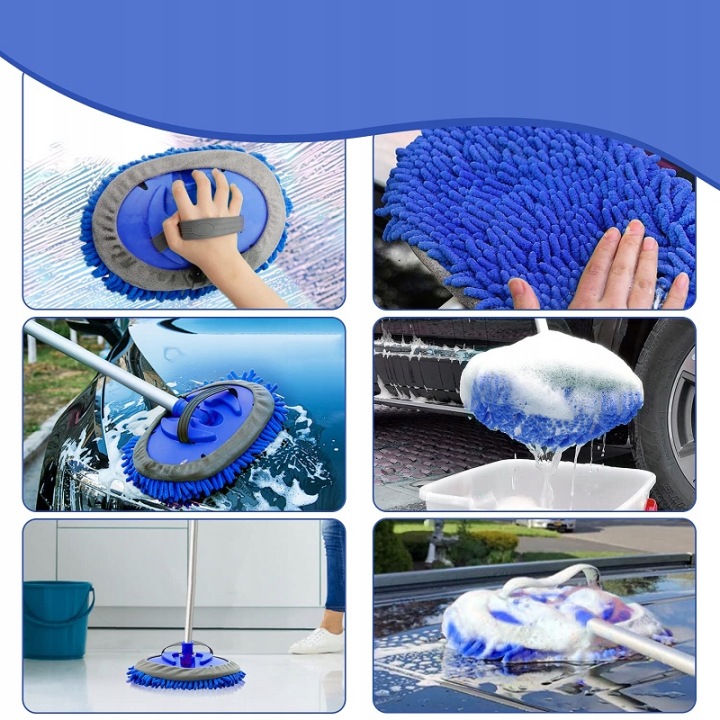 BROSSE VERS LAVAGE VOITURES TÉLESCOPIQUE 2 CULASSES MOPA MIKROFIBRA 160CM