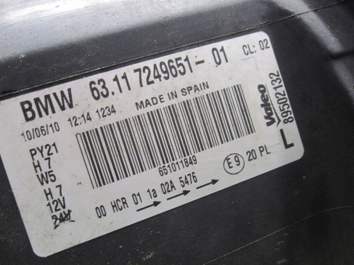 BMW E82 10R PHARE GAUCHE AVANT ANGLAIS 7249651-01
