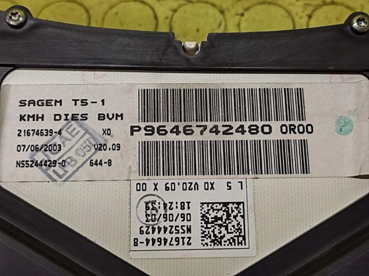 PEUGEOT 307 2.0 HDI COMPTEUR P9646742480