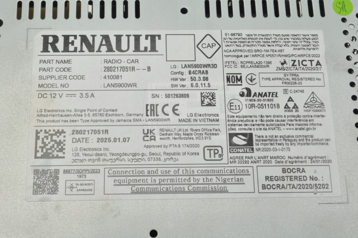 DACIA SANDERO III LIFT RADIO NAVIGATION 280217051R
