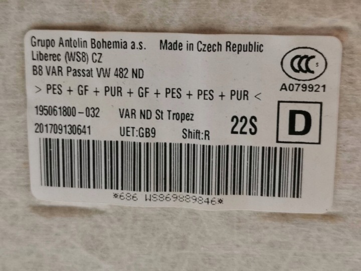 2017 VOLKSWAGEN PASSAT B8 PAVILLON COMPLÈTE 3G9867501Q