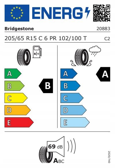 4 PIEZAS NEUMÁTICOS BRIDGESTONE DURAVIS VAN 205/65R15 C 102T 