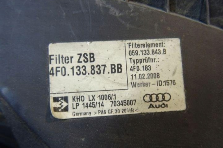 CHÂSSIS FILTRE AIR AUDI A6 (4F2, C6) 4F0133837 2.7L DIESEL 132KW 2008