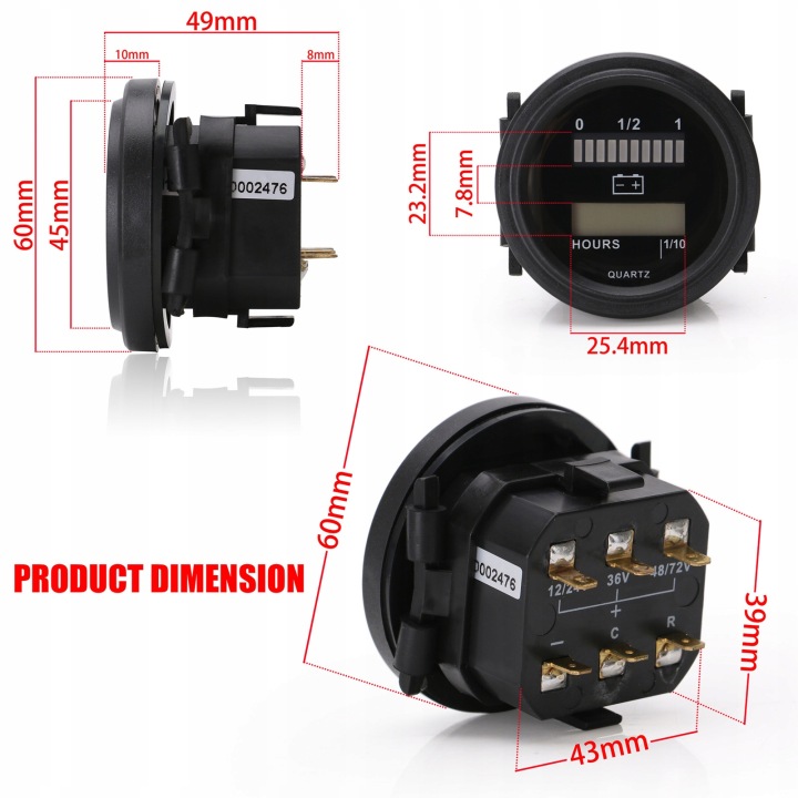 INDICATEUR NIVEAU NALADOWANIA BATTERIES 12V 24V 36V 48V 72V