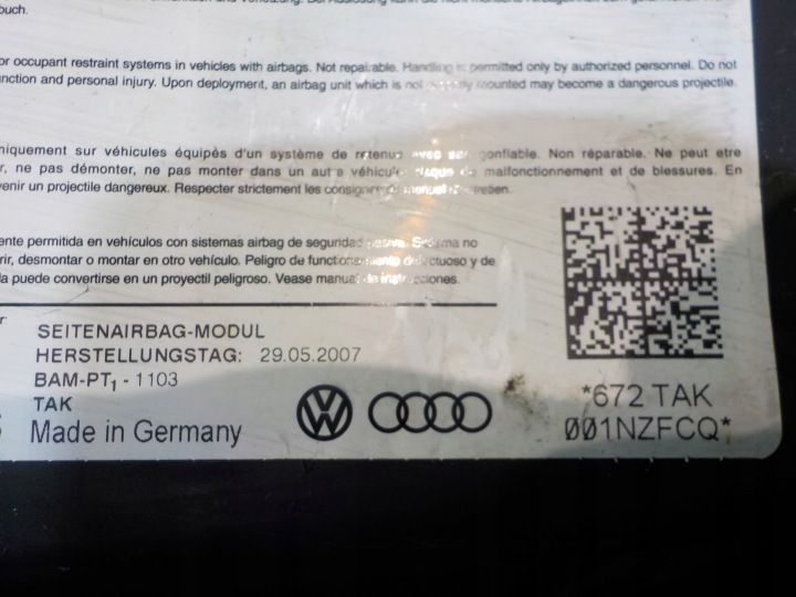 AUDI Q7 4L 3.0 TDI 07R 5D AIRBAG COUSSIN SIÈGES GAUCHE AVANT 4L0880241