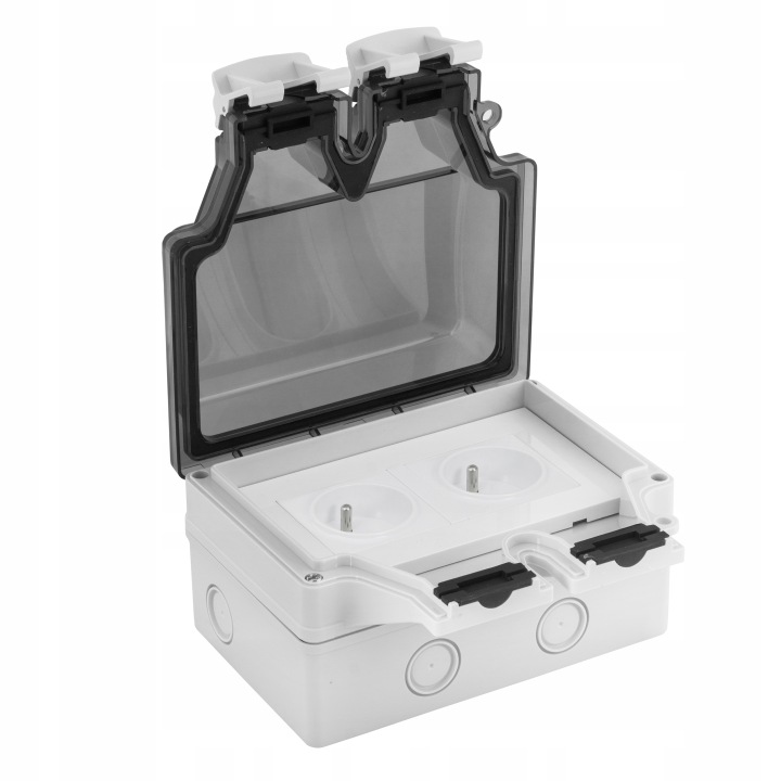 2× SOLIDE PRISE EXTÉRIEUR 230 V DOUBLE NATYNKOWE ÉTANCHE IP66