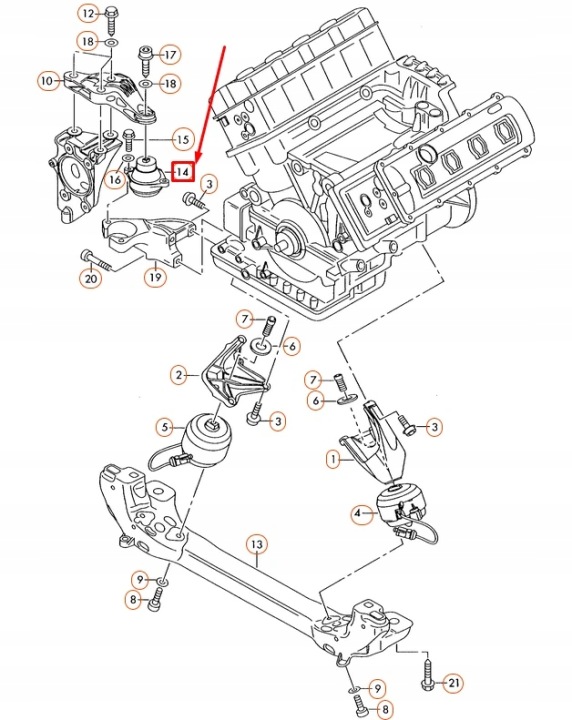 AUDI A8 D3 MANCHON CAOUTCHOUC COUSSINS MOTEUR 4E0199267S