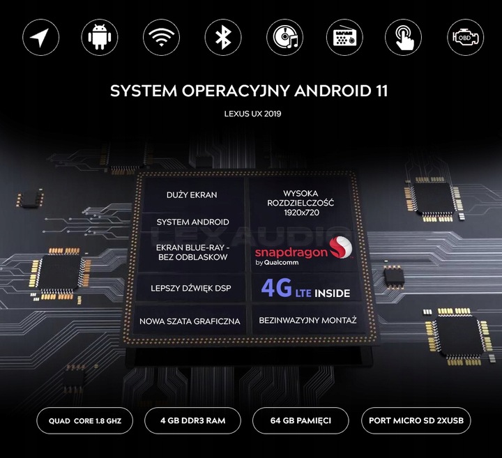 RADIO NAVEGACIÓN ANDROID 13 LEXUS UX 4G LTE SIM 