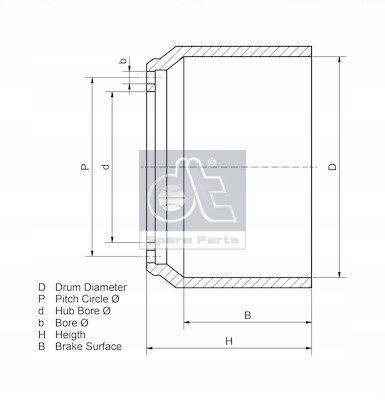 DT SPARE PARTS 4.64927 TAMBOUR DE FREIN