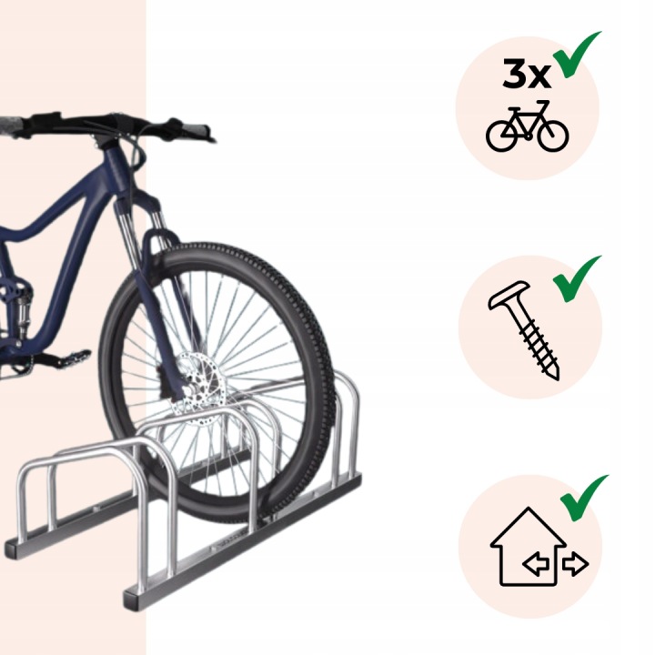 SUPPORT SUR 3 VÉLOS BIKE, 84X32X27CM, ARGENTÉE