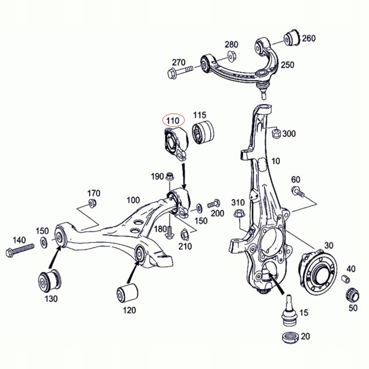 MANCHON AVEC TYU AVANT SUSPENSIONS 1663300243 1663300143 DROITE VERS TR