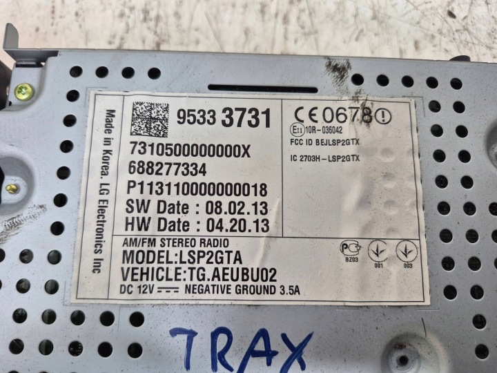 CHEVROLET TRAX RADIO ÉCRAN TACTILE 95333731 2013R
