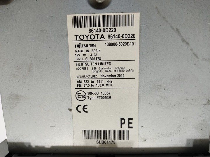 D'USINE RADIO NAVIGATION TOYOTA YARIS III 86140-0D220 2011-2014