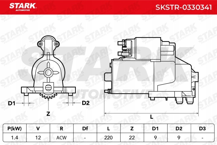 DÉMARREUR STARK SKSTR-0330341 1,4KW 12V VERS FORD MONDEO III UNIVERSEL (BWY)