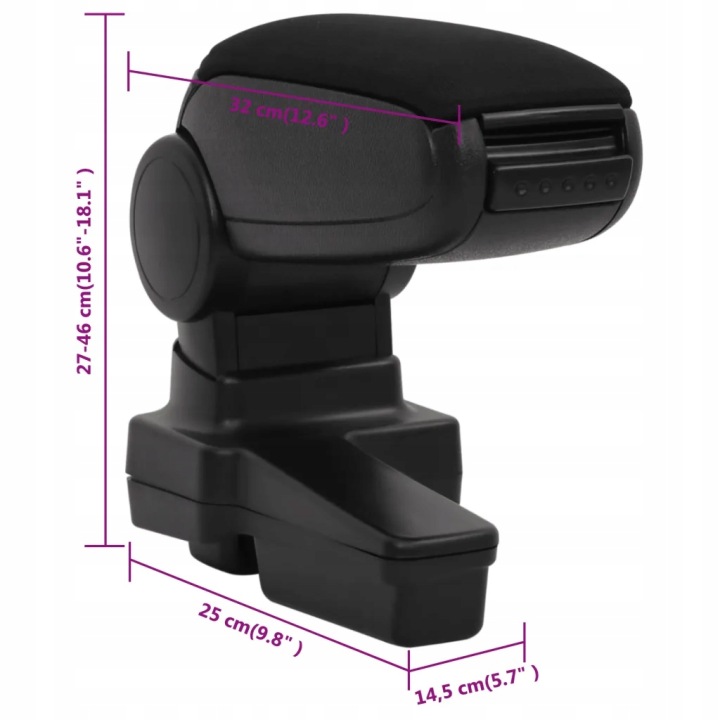 ACCOUDOIR AUTOMOBILE NOIR 14,5X32X(27-46)