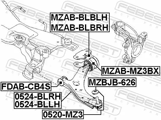 2 PCS. INSERTS SWINGARM FEBEST FRONT LEFT+RIGHT FOR FORD, MAZDA 3 II, C-MAX II, FOCUS photo 2 - milautoparts-fr.ukrlive.com