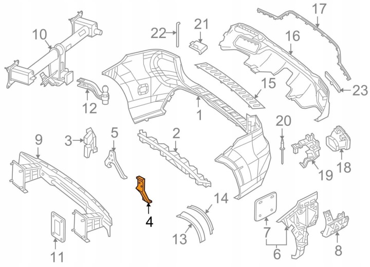 MERCEDES-BENZ GLE W166 PARE-CHOCS ARRIÈRE DROIT SUPPORT INTÉRIEUR A1668804600