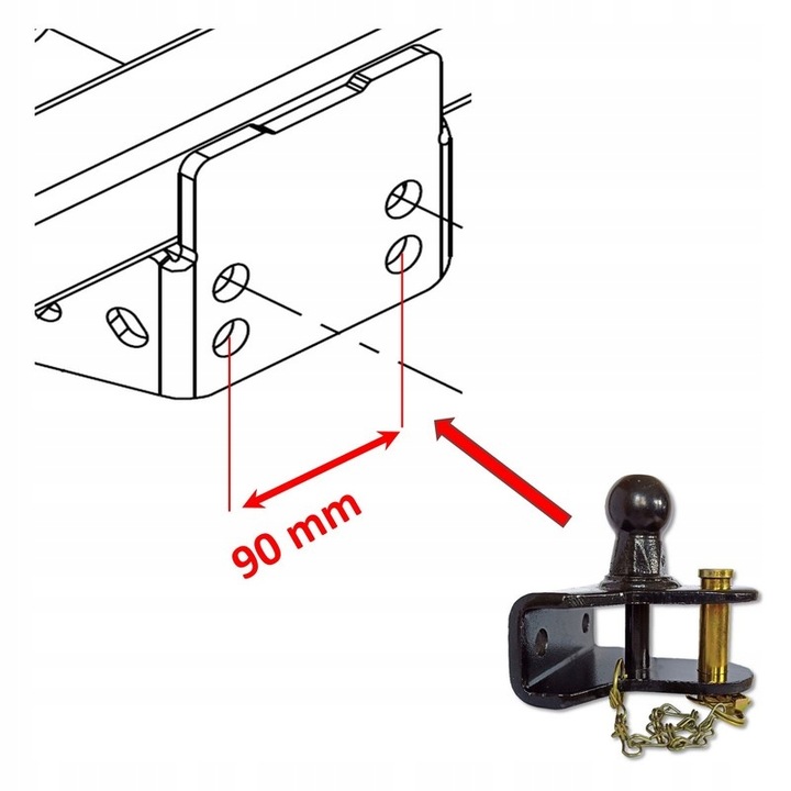 BOLA KUTA NEGRA CON ZACZEPEM OCZKOWYM ODKOWKA PARA NISSAN PATROL Y61 1997-2020 