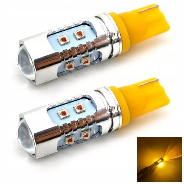 W16W LE AMPOULE T15 12-24V CANBUS POMARANCZOWA VERS VOITURE AVEC USA PRZEBIJA ROUGE
