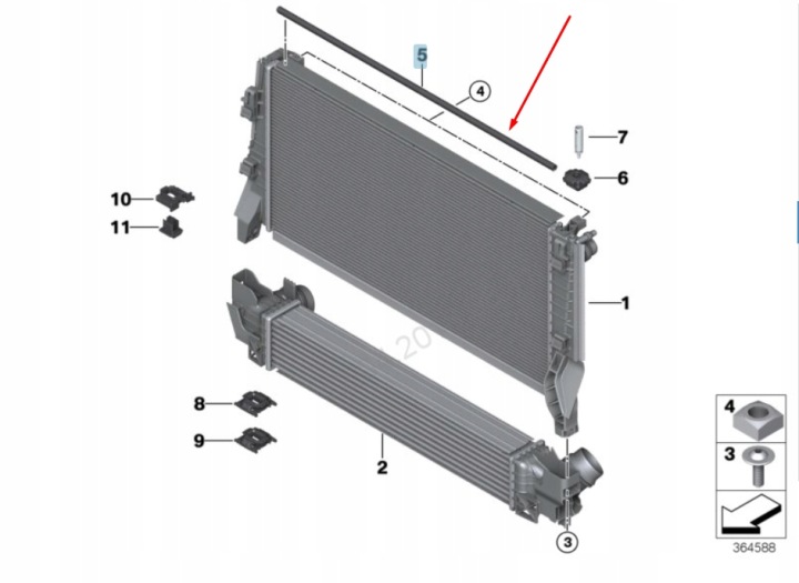 BMW 2 F45 SUPÉRIEUR SUPPORT JOINTS D'ÉTANCHÉITÉ RADIATEUR 17118600126 8600126 2015