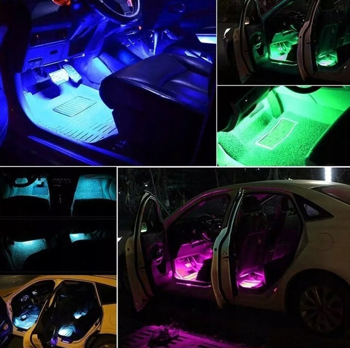 ILUMINACIÓN X12 DIOPARA LUMINOSO LED 4 PIEZAS XXL USB RGB CONTROL REMOTO PARA AUTO 