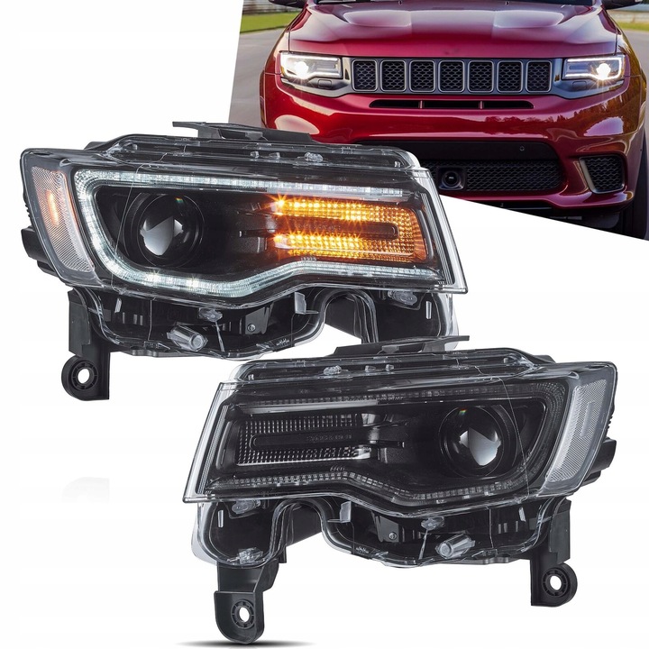 JEEP GRAND CHEROKEE WK2 2014-2021 LAMP LAMPS FULL LED DRL VLAND SET 