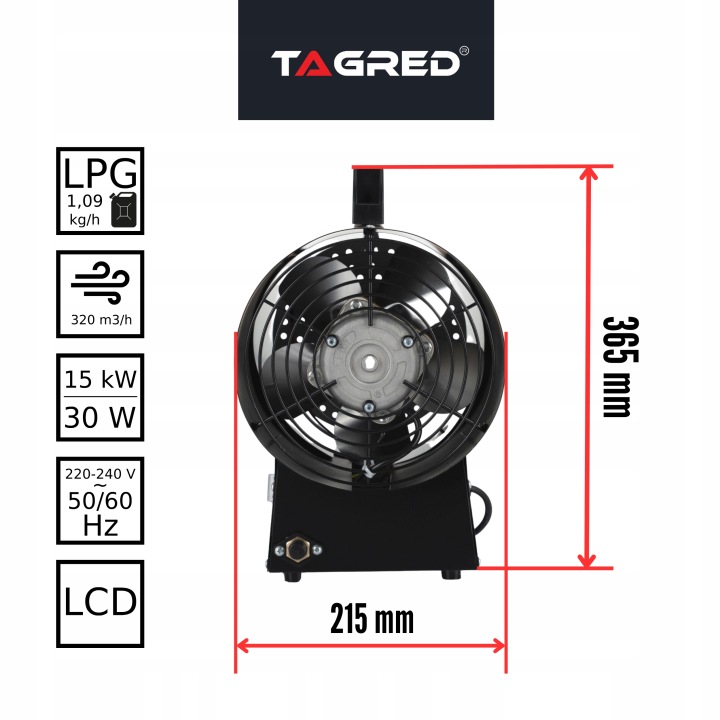 CHAUFFAGE GAZEUSE VENTILATEUR AVEC THERMOSTAT 15KW LCD