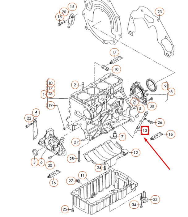 AUDI A3 8P TUYAU SONDE HUILES 03G103634AF