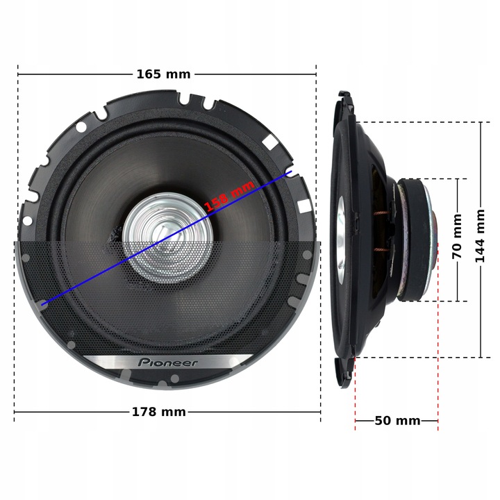 PIONEER ALTAVOCES + DISTANCIAS PARA VW PASSAT 56 B7 CC DE PUERTA PARTE DELANTERA 