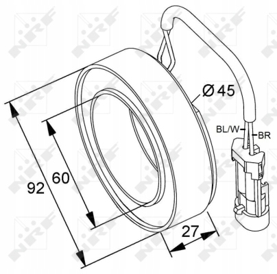 CEWKA, EMBRAGUE ELEKTROMAGNETYCZNE COMPRESOR NRF 38420 