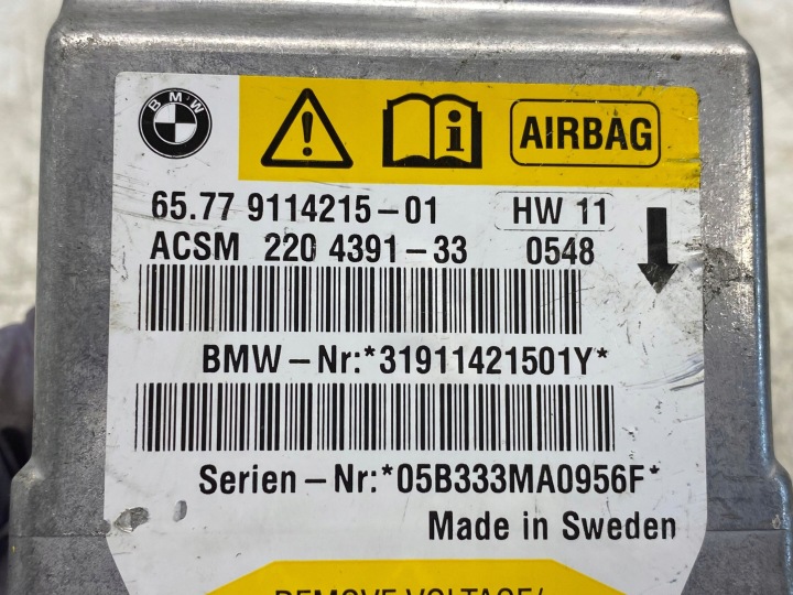 BMW 5 E60 E61 2005 CONTRÔLEUR MODULE AIRBAG 911421501