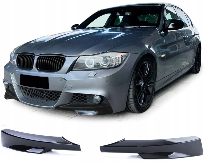 FLAPSY BRIDA DE PARAGOLPES BMW E90 E91 M PAQUETE SPOILER PARTE DELANTERA NEGRO LUSTRE 