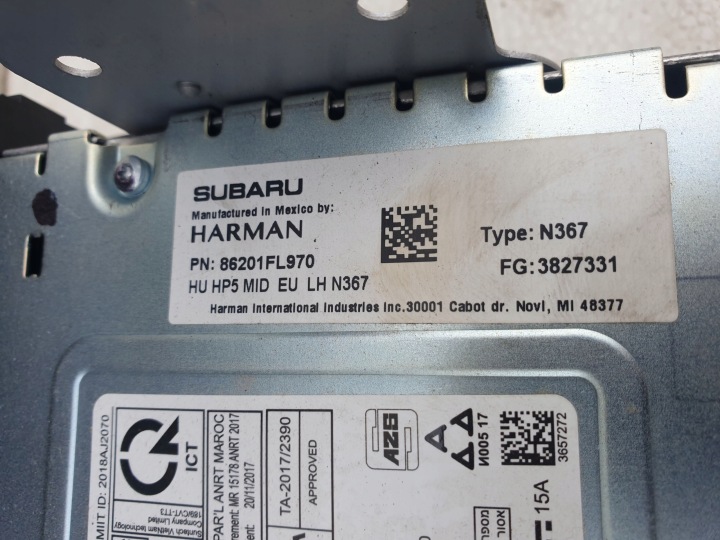 SUBARU XV II 17-20 RADIO NAVIGATION ÉCRAN AVEC CAMÉRA 86201FL970 EUROPE