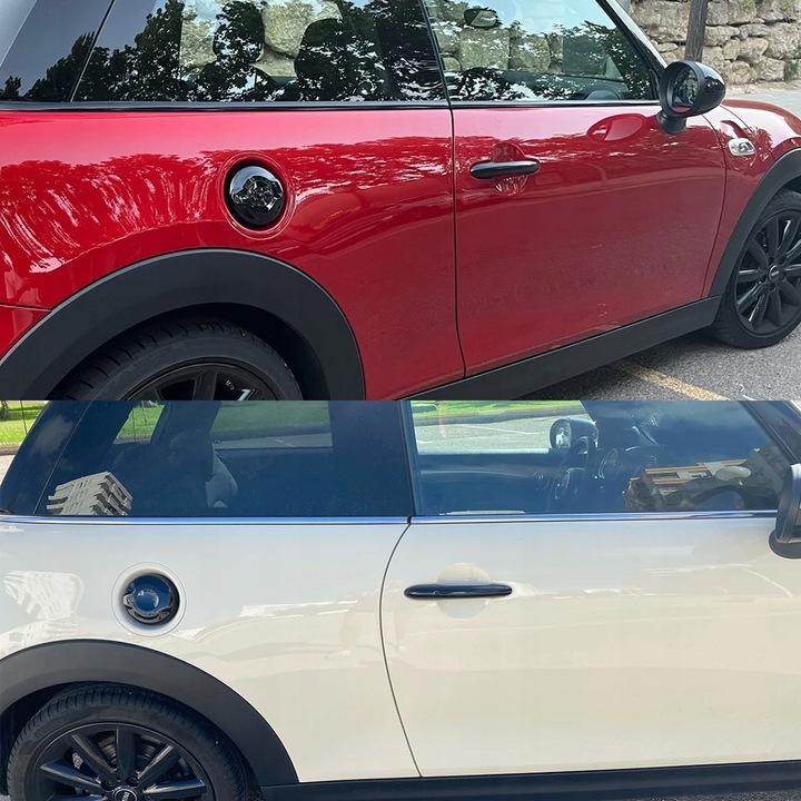 BLYSZCZACA NEGRA PROTECCIÓN MANECILLAS DE PUERTA PEGADURA TAPICERSKA PARA MINI ONE COOPER S JCW F56 