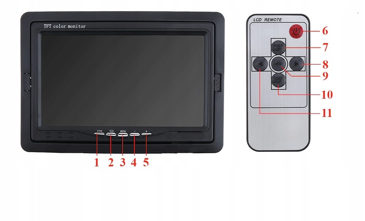 MONITOR AUTO FOR CAMERA REAR VIEW LCD 7'' RCA TFT 