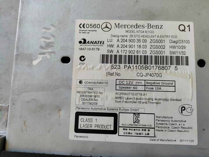 MERCEDES W204 RADIO A2049003509