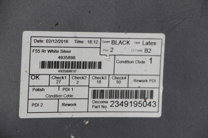 MINI ONE COOPER F55 PARE-CHOCS ARRIÈRE ARRIÈRE 2014-2020