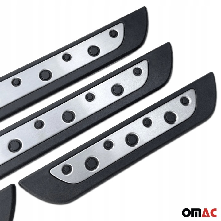 PANNEAUX SEUIL VERS JEEP COMMANDER COMPASS AVEC ACIER ARGENTÉ 4 PCS