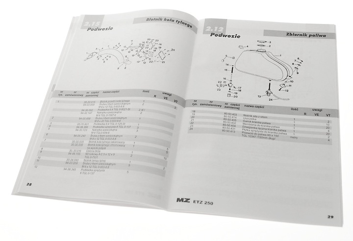 LIBRO MANTENIMIENTO KATALOG PIEZAS DE REPUESTO MZ ETZ 250 