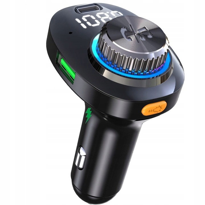 TRANSMISOR FM BLUETOOTH SUPERCHARGE USB-C SD RGB 