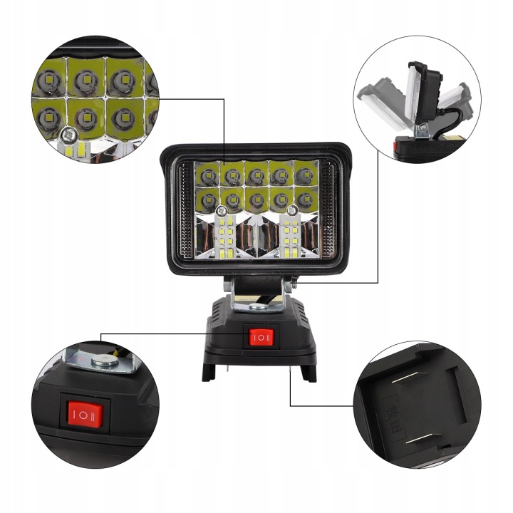 PHARE VERS 18V PHARES ANTIBROUILLARD AMPOULE TRAVAILLÉ LAMPE DE POCHE 18LED 48W
