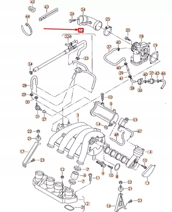 AUDI A4 B7 VACUUM PIPE WITH SUCTION JET PUMP 06B133751AT