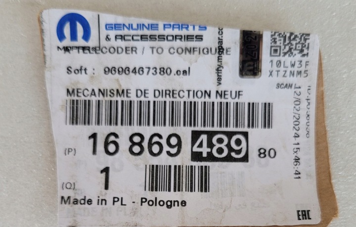 CRÉMAILLÈRE DE DIRECTION DIRECTION PEUGEOT 208 II OPEL CORSA F 2019-