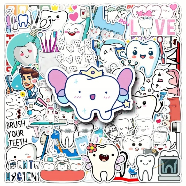 W130 AUTOCOLLANTS STICKER BOMB PLAQUETTES WLEPKI ZEBY ZAB DENTYSTA 50SZT