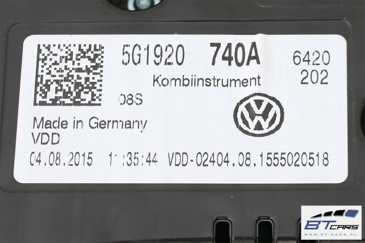 VW GOLF 7 VII TABLEAU DE BORD TABLEAUX DE BORD ESSENCE 5G1920740A 5G1 920 740 A COMPTEUR LICZNI