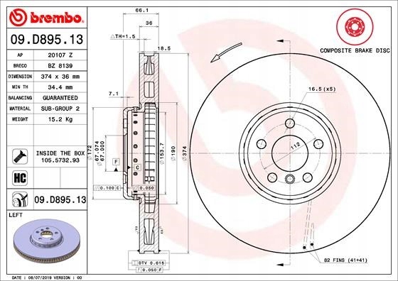 DISCO DE FRENADO PARTE DELANTERA IZQUIERDA FRONT BMW 