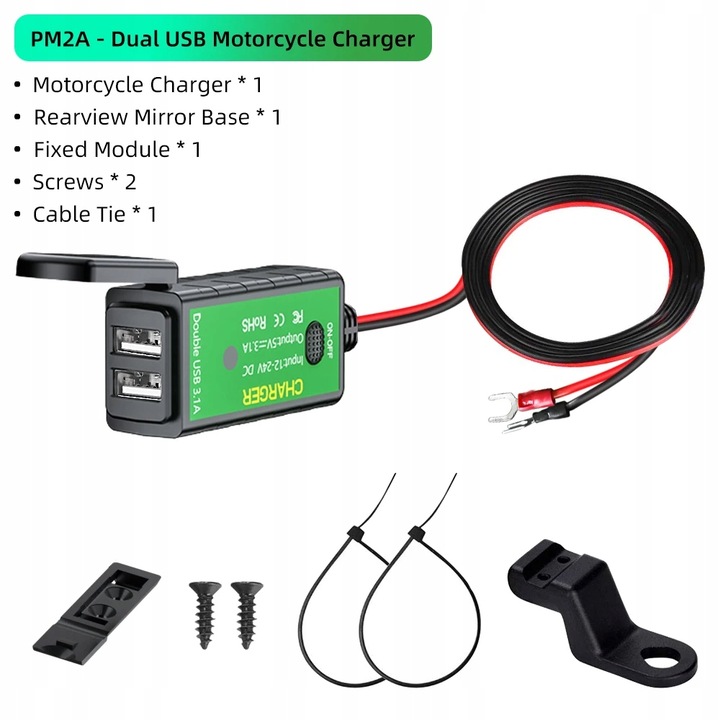 STYL PM2A DISPOSITIVO DE CARGA MOTOCICLETA 12V USB WODOODPORN 