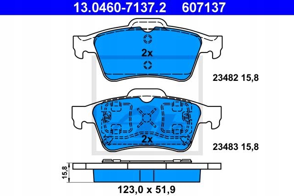 ATE 13.0460-7137.2 ZAPATAS DE FRENADO PARTE TRASERA RENAULT ESPACE LAGUNA MEGANE 