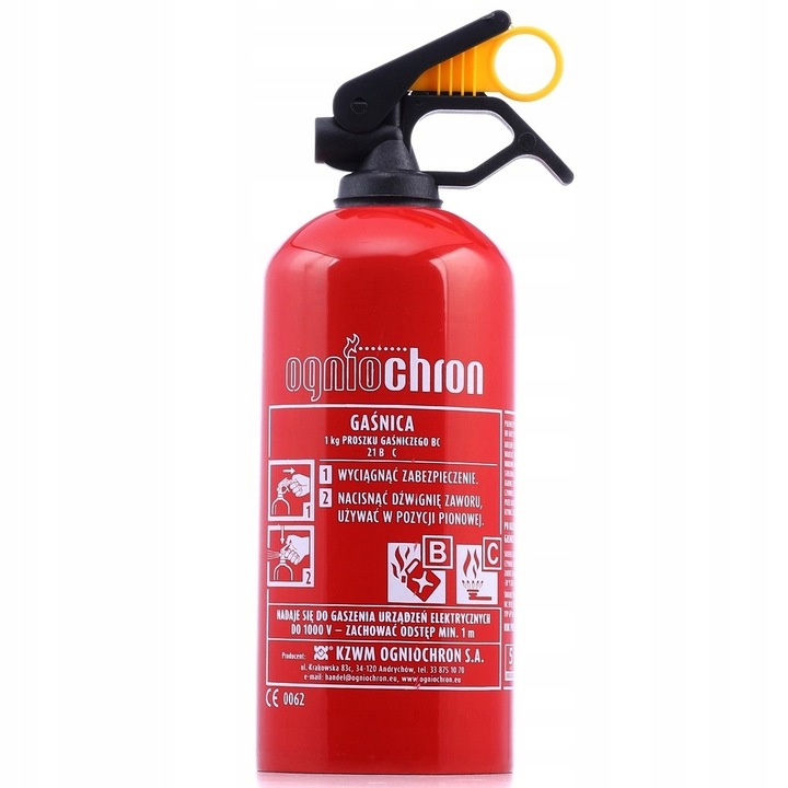 EXTINGUIDOR DE AUTOMÓVIL DE POLVO OGNIOCHRON BC 1KG 2024 + ZAPACH CHUPA CHUPS 