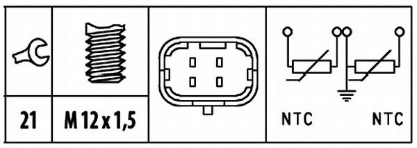 CZUJNIK, TEMPERATURA DE LÍQUIDO REFRIGERACIÓN HELLA 6PT 009 309-581 